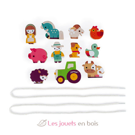 Stringable farm-themed beads J05315 Janod 3