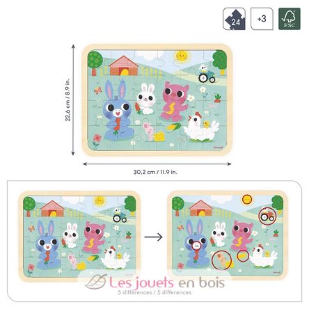 24-piece wooden puzzle At the farm J07126 Janod 2