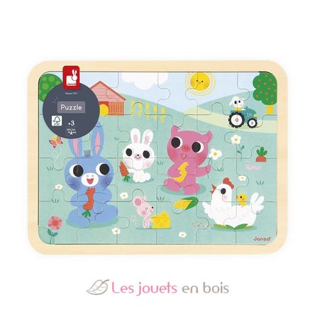 24-piece wooden puzzle At the farm J07126 Janod 3