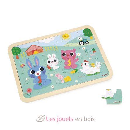 24-piece wooden puzzle At the farm J07126 Janod 1