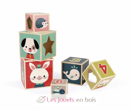 6 wooden blocks Baby Forest J08016 Janod 2