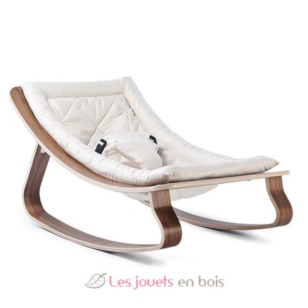 LEVO Baby Rocker in Walnut - Gentle White Cushion CC LEVO W WHITE Charlie Crane 1