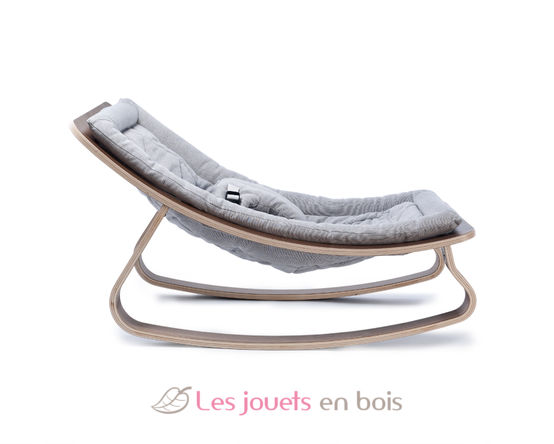 LEVO Baby Rocker in Walnut - Gentle Grey Cushion CC LEVO W GREY Charlie Crane 3