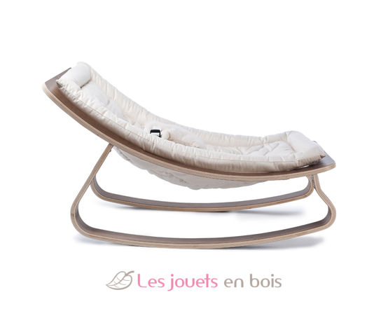 LEVO Baby Rocker in Walnut - Gentle White Cushion CC LEVO W WHITE Charlie Crane 5