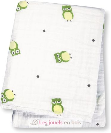 Maxi muslin wrap - Green owl LLJ-121-000-003 Lulujo 1