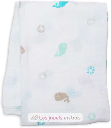 Maxi muslin wrap - Whale LLJ-121-000-005 Lulujo 1