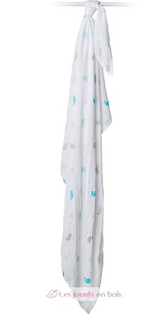 Maxi muslin wrap - Whale LLJ-121-000-005 Lulujo 2