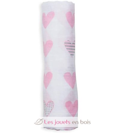 Maxi muslin wrap - Pink Hearts LLJ-121-000-013 Lulujo 2