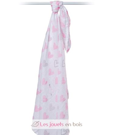 Maxi muslin wrap - Pink Hearts LLJ-121-000-013 Lulujo 1