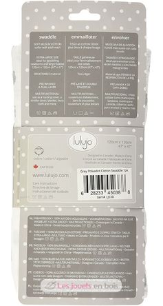 Cotton muslin swaddle - Grey peas LLJ-121-000-018 Lulujo 5