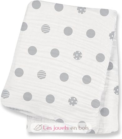 Cotton muslin swaddle - Grey peas LLJ-121-000-018 Lulujo 1