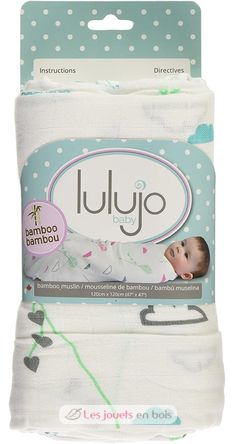 bamboo muslin swaddle - Aqua kite LLJ-121-005-001 Lulujo 5