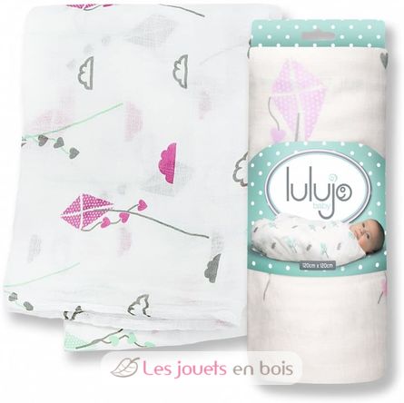 bamboo muslin swaddle - Pink kite LLJ-121-005-004 Lulujo 1