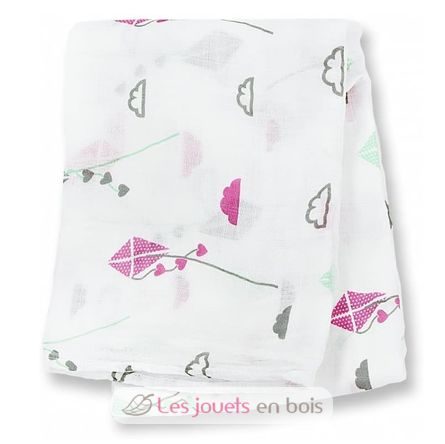 bamboo muslin swaddle - Pink kite LLJ-121-005-004 Lulujo 5