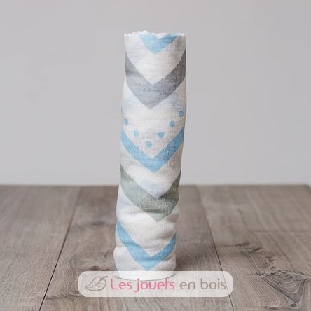 bamboo muslin swaddle - Blue Chevron LLJ-121-005-005 Lulujo 6