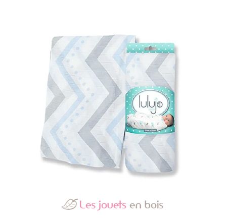 bamboo muslin swaddle - Blue Chevron LLJ-121-005-005 Lulujo 1