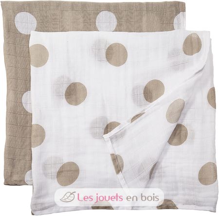 Muslin swaddle set - Cream Polka Dots LLJ-121-013-004 Lulujo 1