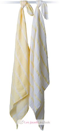 Muslin swaddle set - yellow stripes LLJ-121-013-005 Lulujo 4