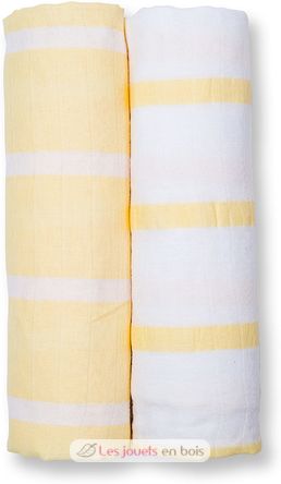 Muslin swaddle set - yellow stripes LLJ-121-013-005 Lulujo 1