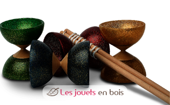 Red flakes diabolo - wooden axle - d. 100mm F-101008PR Foulon 2