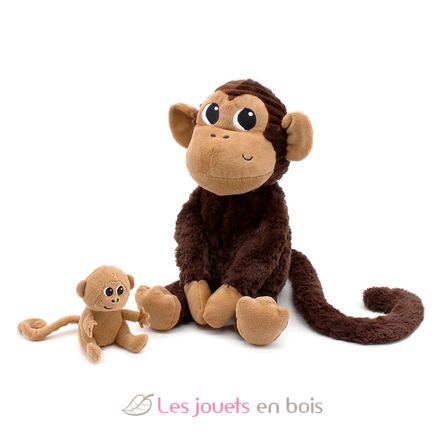 Monkey plush toy mother and her baby DE76240 Les Déglingos 1