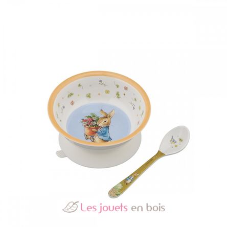 Peter rabbit suction bowl with spoon apricot SJ-BP702T Petit Jour 1