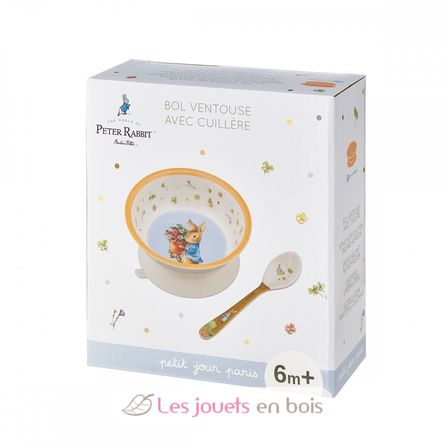 Peter rabbit suction bowl with spoon apricot SJ-BP702T Petit Jour 5