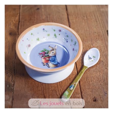 Peter rabbit suction bowl with spoon apricot SJ-BP702T Petit Jour 3