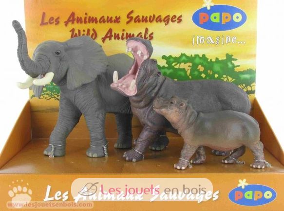 Elephant, hippo and small set PA80001-3239 Papo 2
