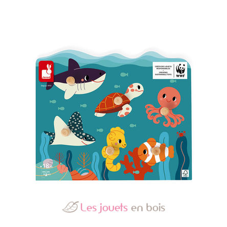 Marine animals wooden pin puzzle J08619 Janod 1