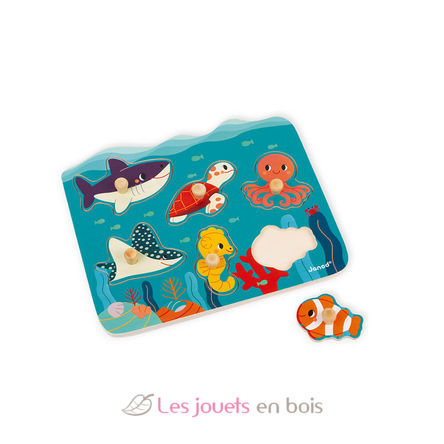 Marine animals wooden pin puzzle J08619 Janod 3