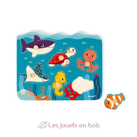 Marine animals wooden pin puzzle J08619 Janod 4