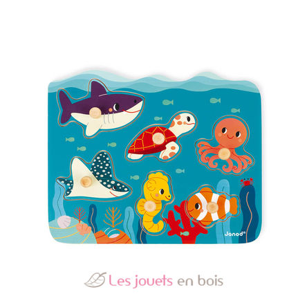 Marine animals wooden pin puzzle J08619 Janod 5