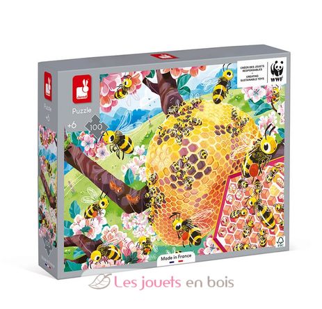 100-piece bee life puzzle J08627 Janod 2