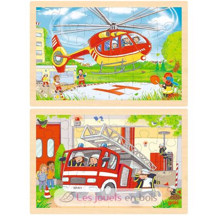 Reversible puzzle helicopter and fire engine GK57301 Goki 1