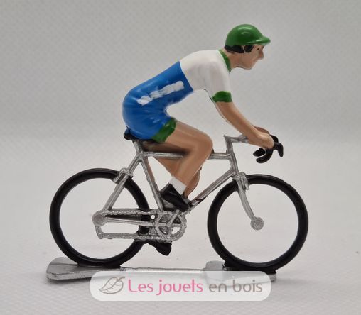 Cyclist figure R Blue green and white jersey FR-R17 Fonderie Roger 1