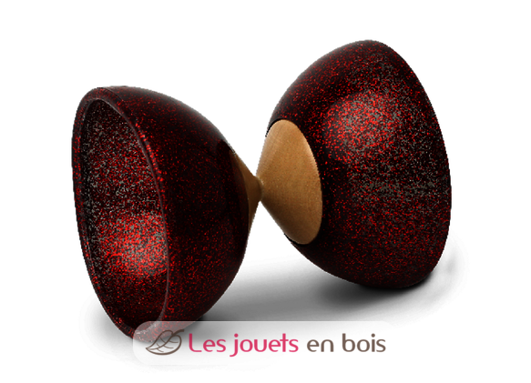 Red flakes diabolo - wooden axle - d. 100mm F-101008PR Foulon 1