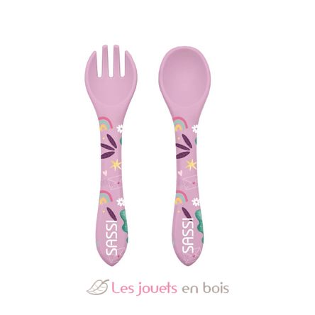 Silicone fork and spoon kit - Sparkly the unicorn SJ-SI0924 Sassi Junior 1