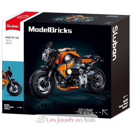 Model Bricks - Orange motorcycle SL-M38-B1130 Sluban 1