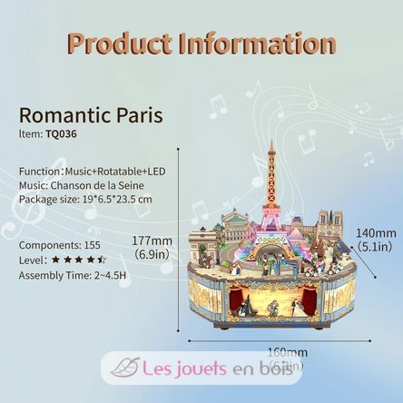 3D Puzzle Music Box Romantic Paris T-TQ036 Tonecheer 6