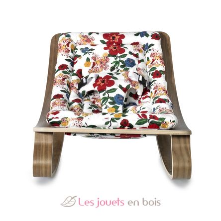 LEVO Baby Rocker in Walnut - Hibiscus CC-LEVO-W-HIBISCUS Charlie Crane 2