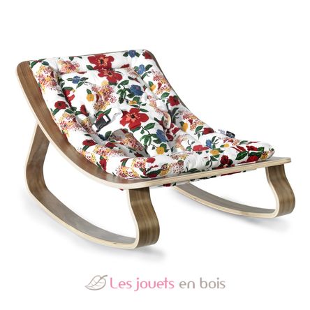 LEVO Baby Rocker in Walnut - Hibiscus CC-LEVO-W-HIBISCUS Charlie Crane 1