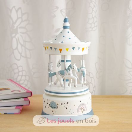 Musical Box Horse Carousel blue grey UL4124 Ulysse 2