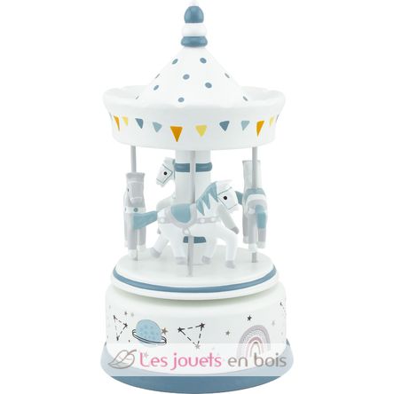 Musical Box Horse Carousel blue grey UL4124 Ulysse 1