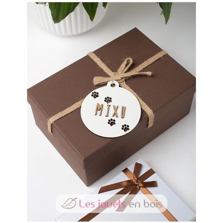 Customizable Dog Christmas Decoration white wood VI-BN21 Vintiun 3