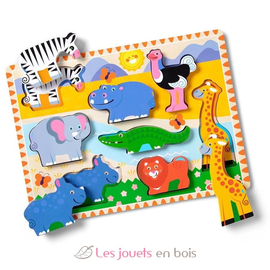Safari Animals Chunky Puzzle - Melissa and Doug - Wooden Puzzle