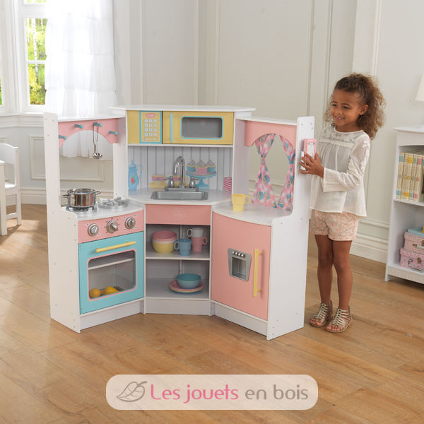 Kidkraft 53368 Deluxe Corner Play Kitchen A Wooden For Kids Deluxe Corner Play Kitchen 53368 Kidkraft Coin Cuisine En Bois