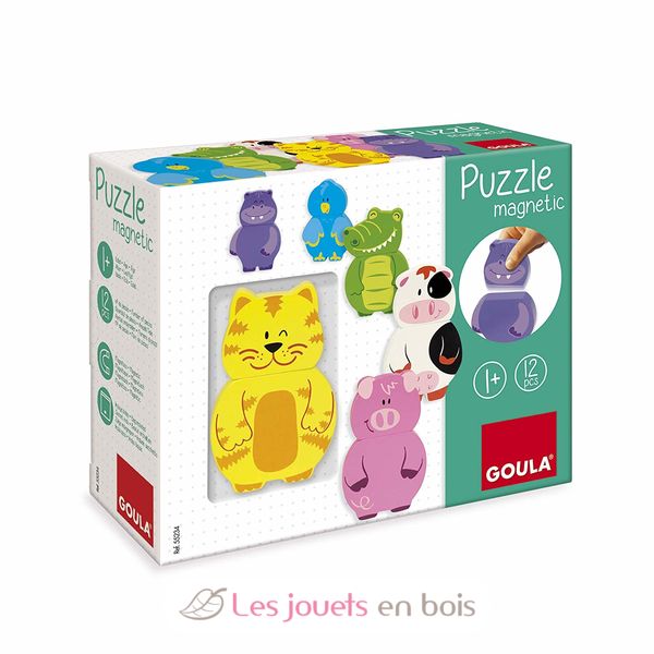 Puzzle magnétique enfant Goula - six puzzles magnétiques animaux en bois